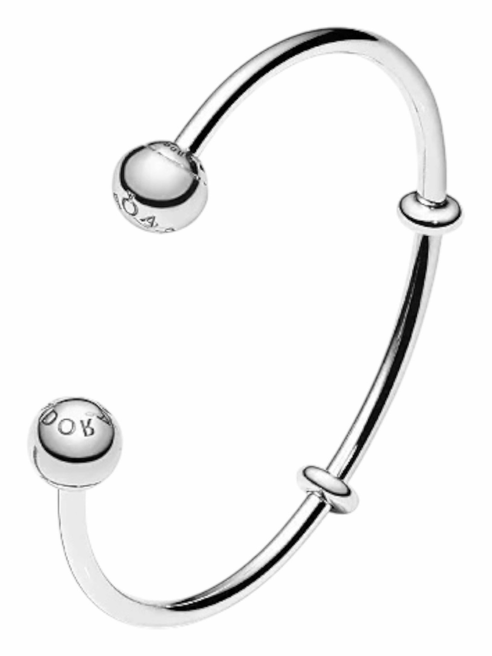 Pandora Moments Sterling Silver Open Bangle Bracelet With Charms - Picture 1 of 8